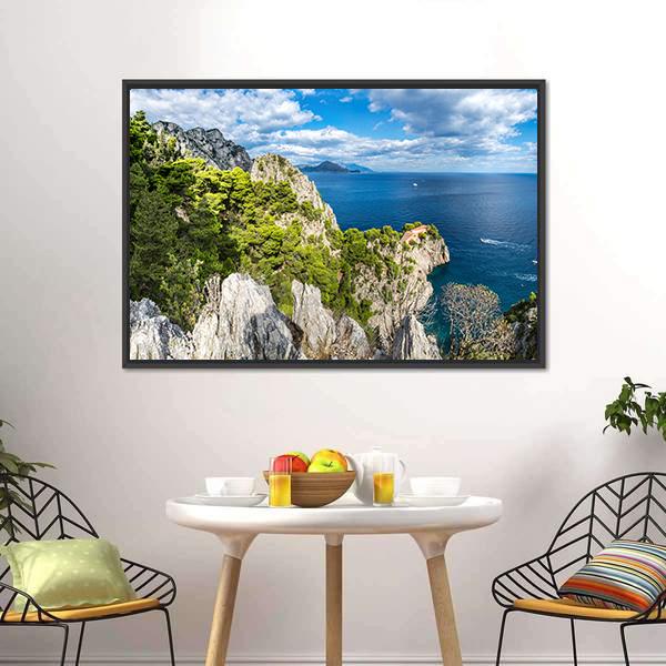 Capri Island Panoramic Canvas Wall Art-1 Piece-36" x 12"-Tiaracle