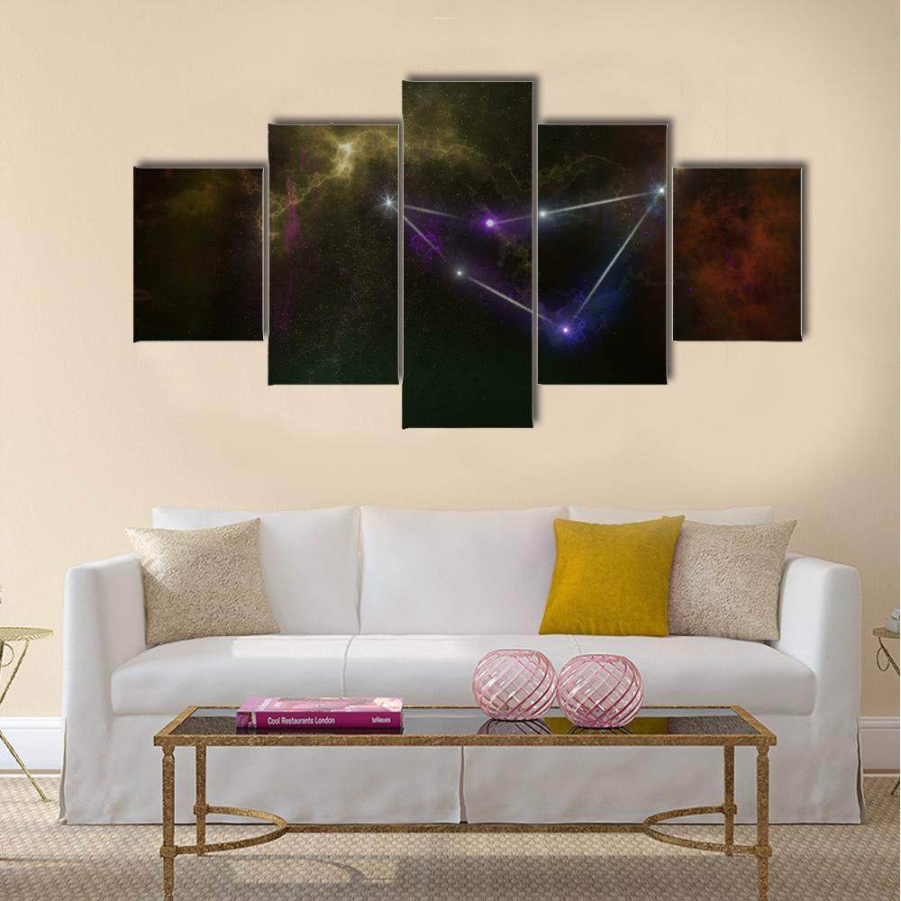 Capricorn Constellation Canvas Wall Art-5 Star-Gallery Wrap-42" x 21"-Tiaracle