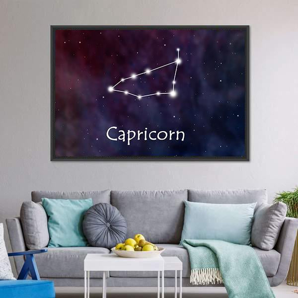 Capricorn Horoscope Constellation Canvas Wall Art-1 Piece-Floating Frame-24" x 16"-Tiaracle