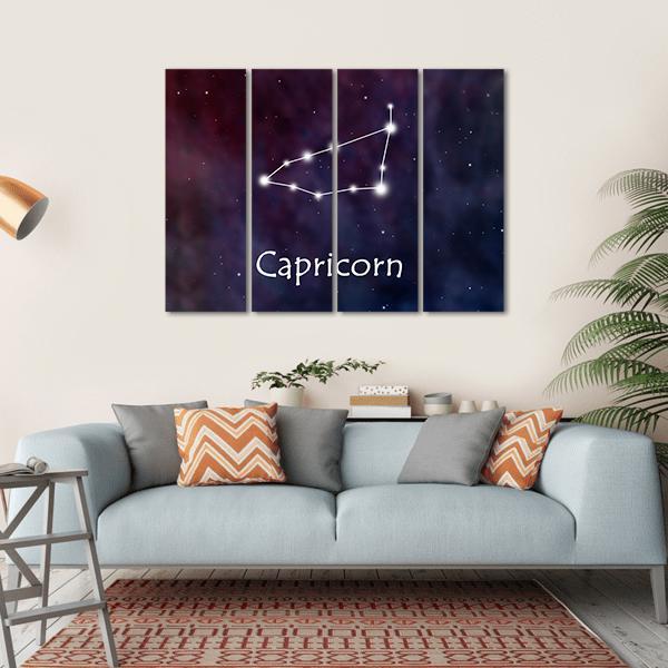 Capricorn Horoscope Constellation Canvas Wall Art-4 Horizontal-Gallery Wrap-34" x 24"-Tiaracle