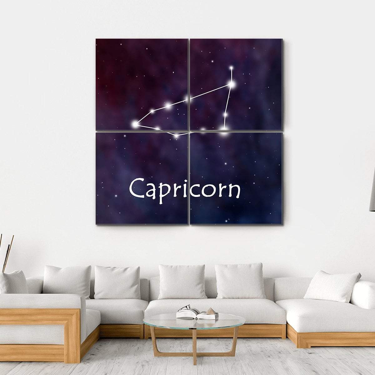 Capricorn Horoscope Constellation Canvas Wall Art-4 Square-Gallery Wrap-17" x 17"-Tiaracle