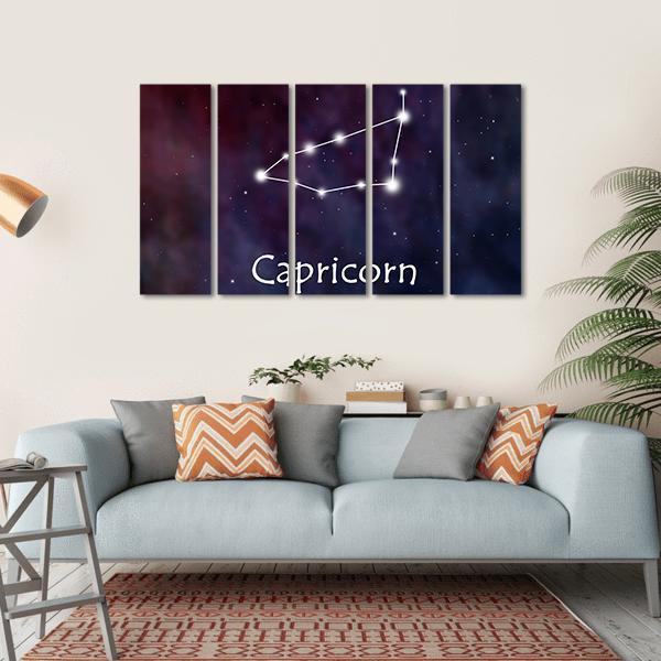 Capricorn Horoscope Constellation Canvas Wall Art-5 Horizontal-Gallery Wrap-22" x 12"-Tiaracle
