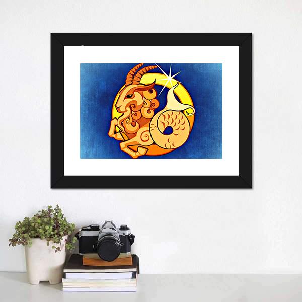Capricorn Zodiac Sign Canvas Wall Art-1 Piece-Framed Print-20" x 16"-Tiaracle