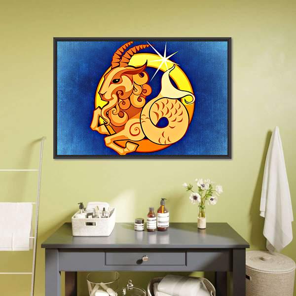 Capricorn Zodiac Sign Canvas Wall Art-5 Horizontal-Gallery Wrap-22" x 12"-Tiaracle