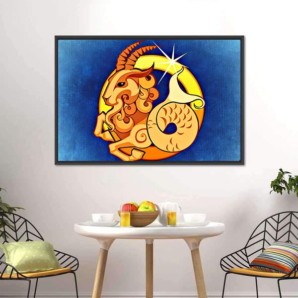 Capricorn Zodiac Sign Canvas Wall Art-5 Horizontal-Gallery Wrap-22" x 12"-Tiaracle