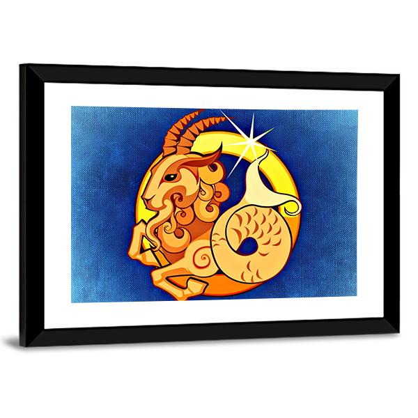 Capricorn Zodiac Sign Canvas Wall Art-5 Horizontal-Gallery Wrap-22" x 12"-Tiaracle