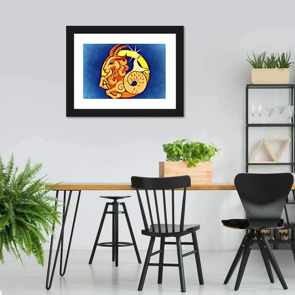 Capricorn Zodiac Sign Canvas Wall Art-5 Horizontal-Gallery Wrap-22" x 12"-Tiaracle