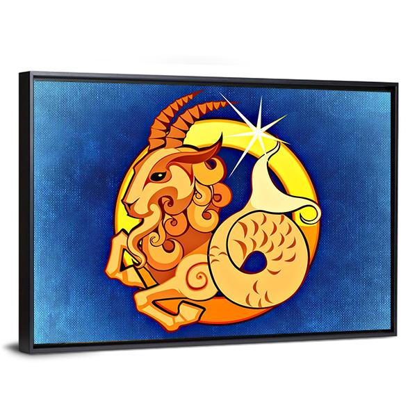 Capricorn Zodiac Sign Canvas Wall Art-5 Horizontal-Gallery Wrap-22" x 12"-Tiaracle