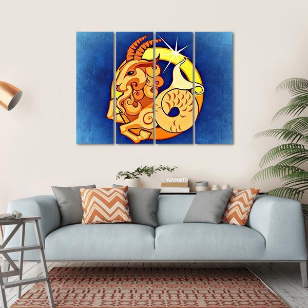 Capricorn Zodiac Sign Canvas Wall Art-4 Horizontal-Gallery Wrap-34" x 24"-Tiaracle