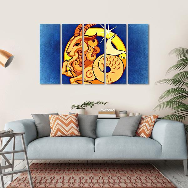 Capricorn Zodiac Sign Canvas Wall Art-5 Horizontal-Gallery Wrap-22" x 12"-Tiaracle