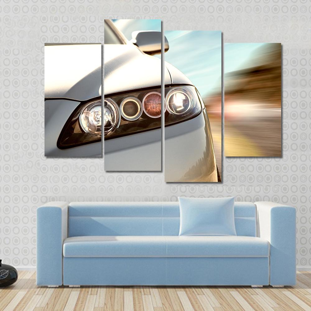 Car Driving On A Motorway At High Speeds Canvas Wall Art-4 Pop-Gallery Wrap-50" x 32"-Tiaracle