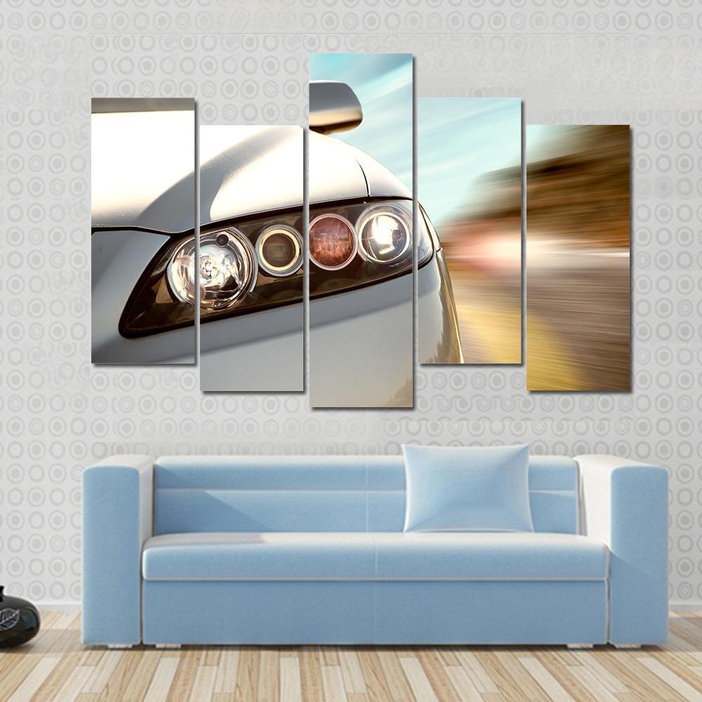 Car Driving On A Motorway At High Speeds Canvas Wall Art-5 Pop-Gallery Wrap-47" x 32"-Tiaracle