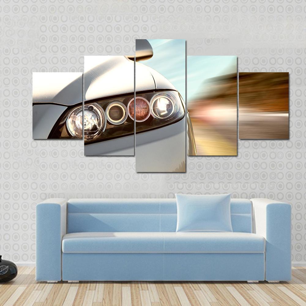 Car Driving On A Motorway At High Speeds Canvas Wall Art-5 Star-Gallery Wrap-62" x 32"-Tiaracle