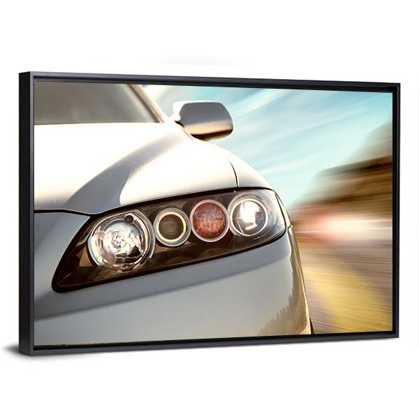 Car Driving On A Motorway At High Speeds Canvas Wall Art-3 Horizontal-Gallery Wrap-25" x 16"-Tiaracle
