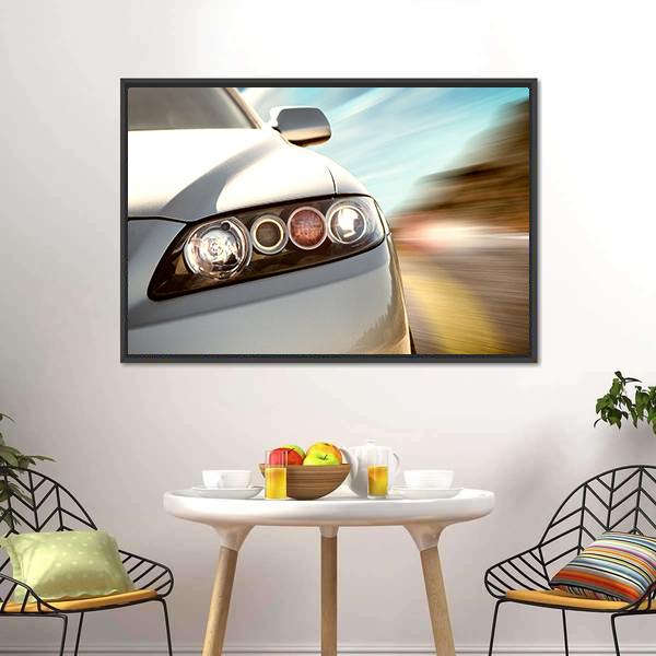 Car Driving On A Motorway At High Speeds Canvas Wall Art-3 Horizontal-Gallery Wrap-25" x 16"-Tiaracle