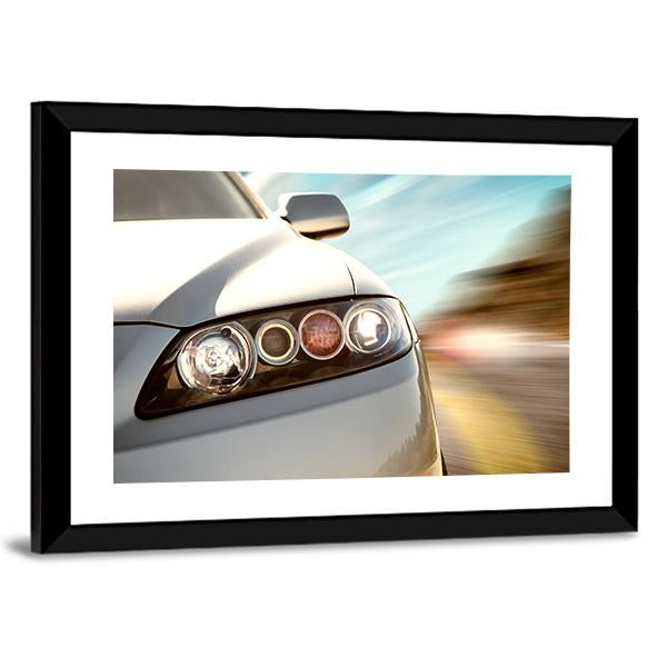 Car Driving On A Motorway At High Speeds Canvas Wall Art-3 Horizontal-Gallery Wrap-25" x 16"-Tiaracle