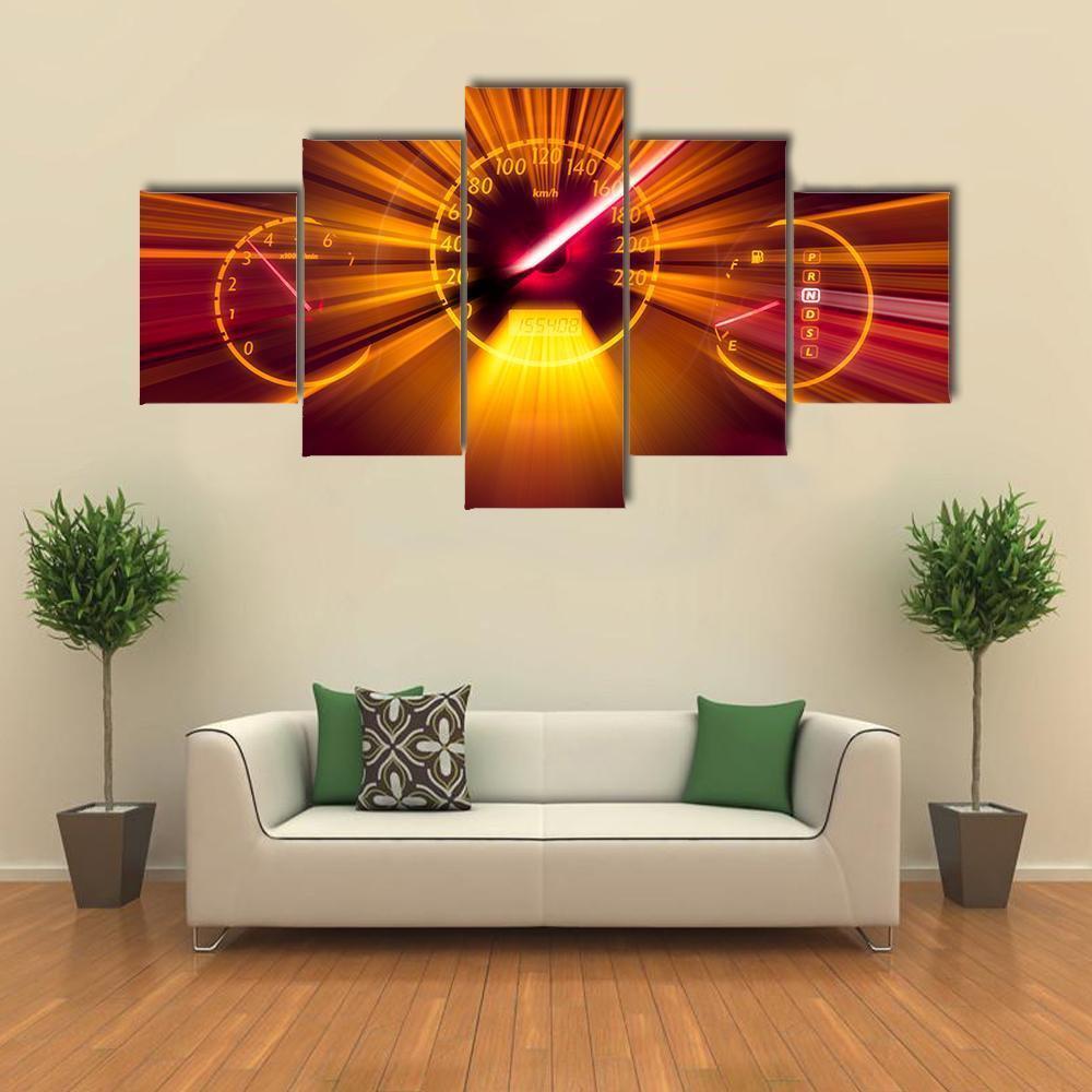 Speedometer Concept Canvas Wall Art-5 Star-Gallery Wrap-62" x 32"-Tiaracle