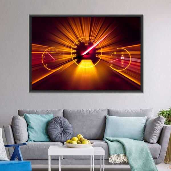 Speedometer Concept Canvas Wall Art-1 Piece-Floating Frame-24" x 16"-Tiaracle