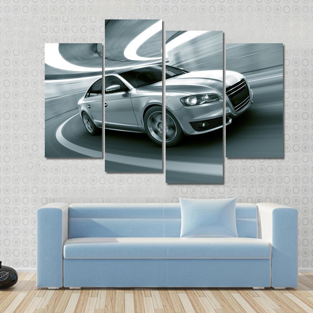 Car In A Tunnel Canvas Wall Art-4 Pop-Gallery Wrap-50" x 32"-Tiaracle