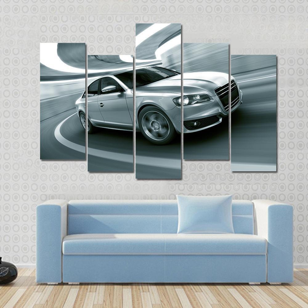 Car In A Tunnel Canvas Wall Art-5 Pop-Gallery Wrap-47" x 32"-Tiaracle