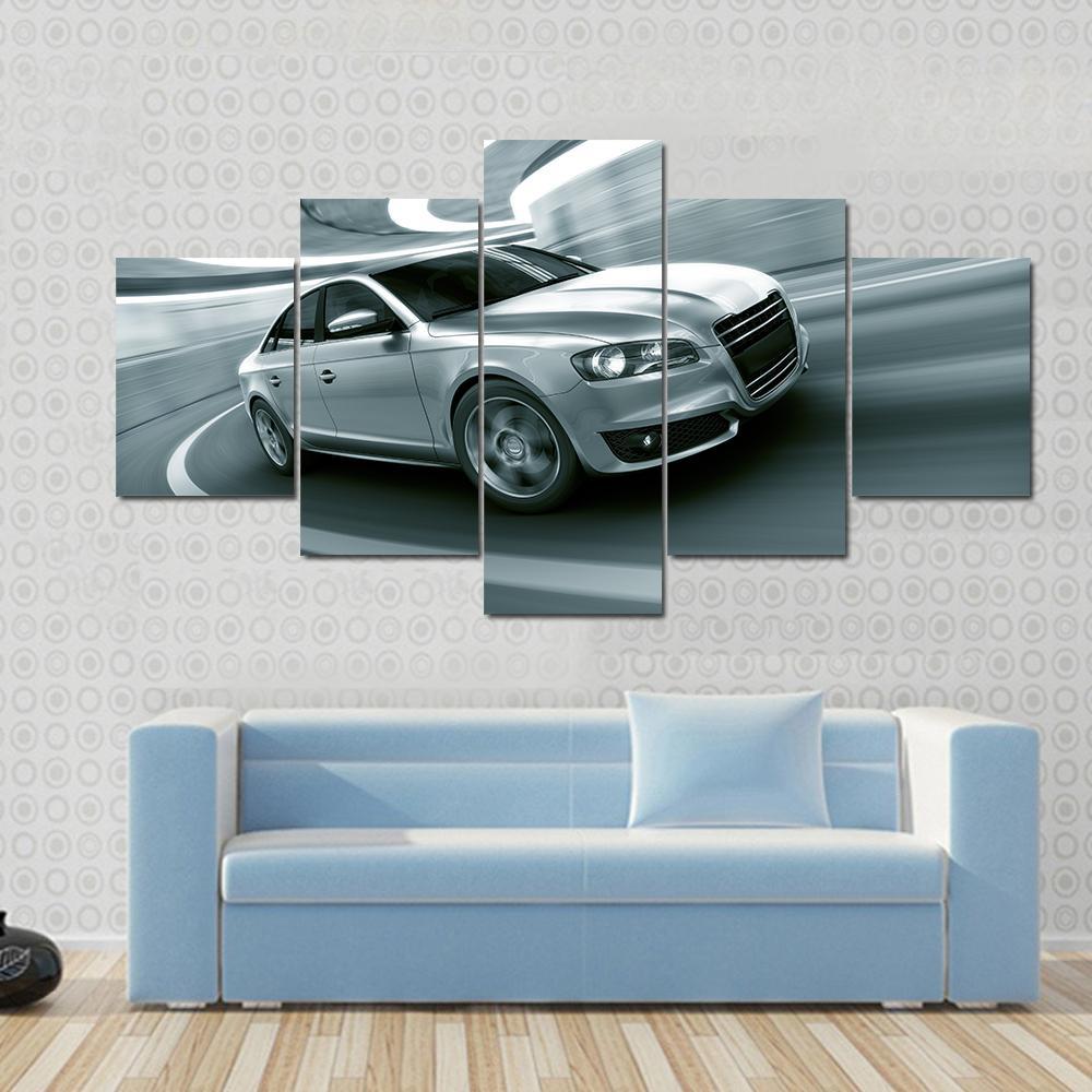 Car In A Tunnel Canvas Wall Art-5 Star-Gallery Wrap-62" x 32"-Tiaracle