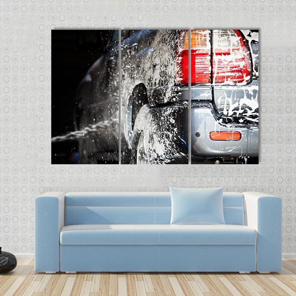 Car In Carwash Canvas Wall Art-3 Horizontal-Gallery Wrap-37" x 24"-Tiaracle