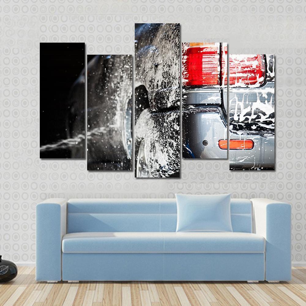 Car In Carwash Canvas Wall Art-5 Pop-Gallery Wrap-47" x 32"-Tiaracle
