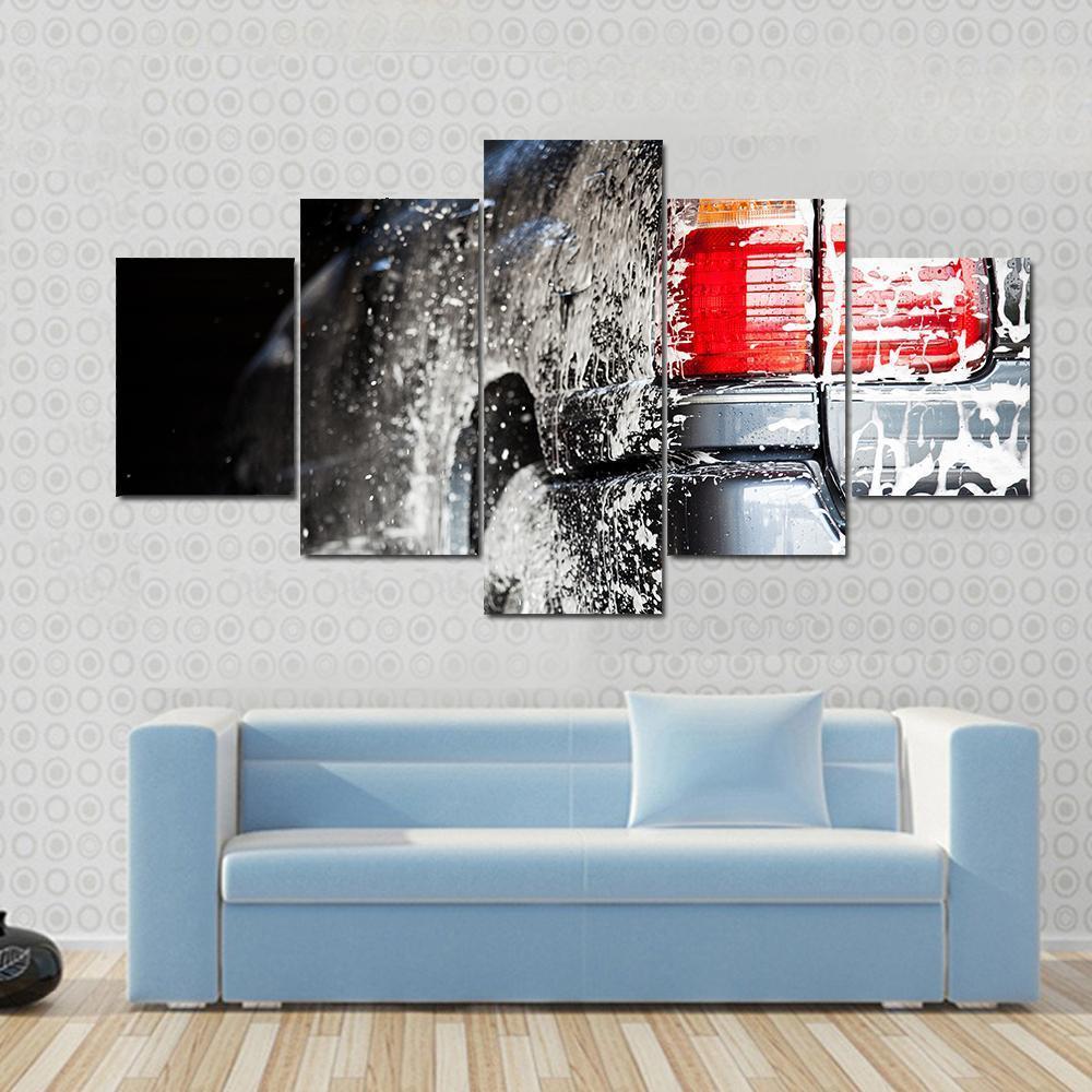 Car In Carwash Canvas Wall Art-5 Star-Gallery Wrap-62" x 32"-Tiaracle