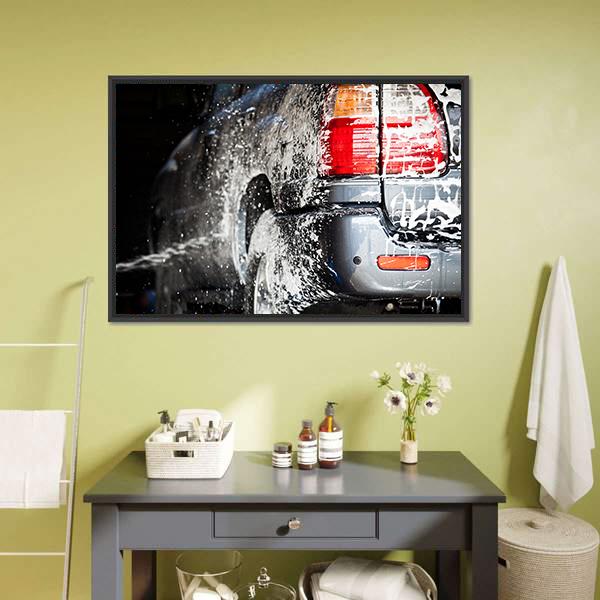 Car In Carwash Canvas Wall Art-3 Horizontal-Gallery Wrap-25" x 16"-Tiaracle