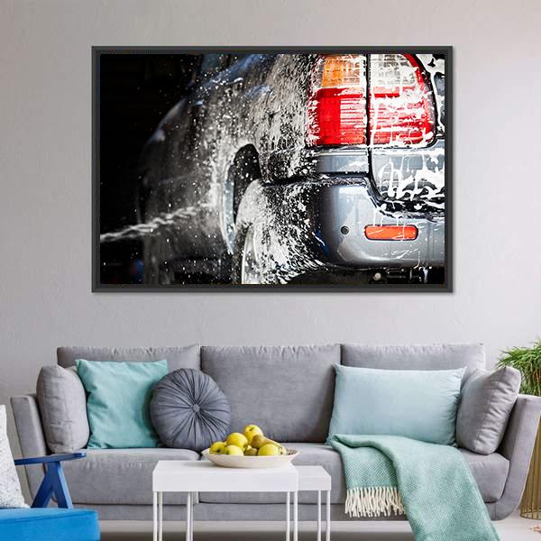 Car In Carwash Canvas Wall Art-1 Piece-Floating Frame-24" x 16"-Tiaracle