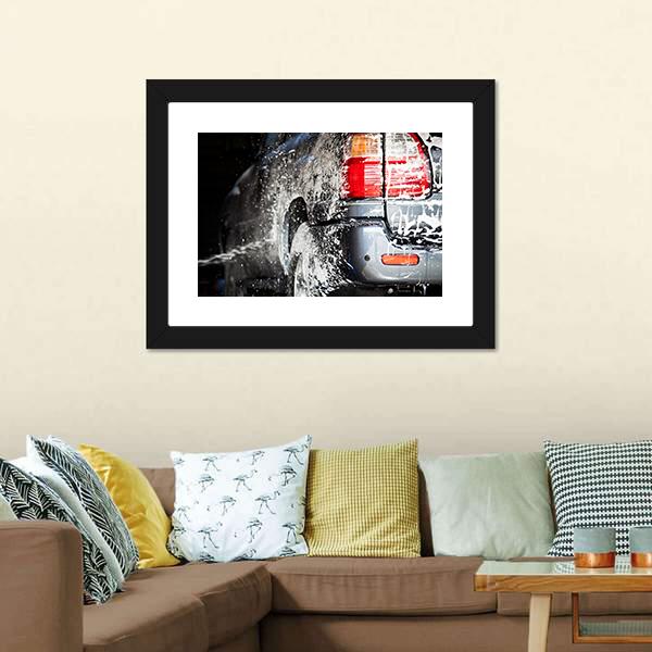 Car In Carwash Canvas Wall Art-3 Horizontal-Gallery Wrap-25" x 16"-Tiaracle