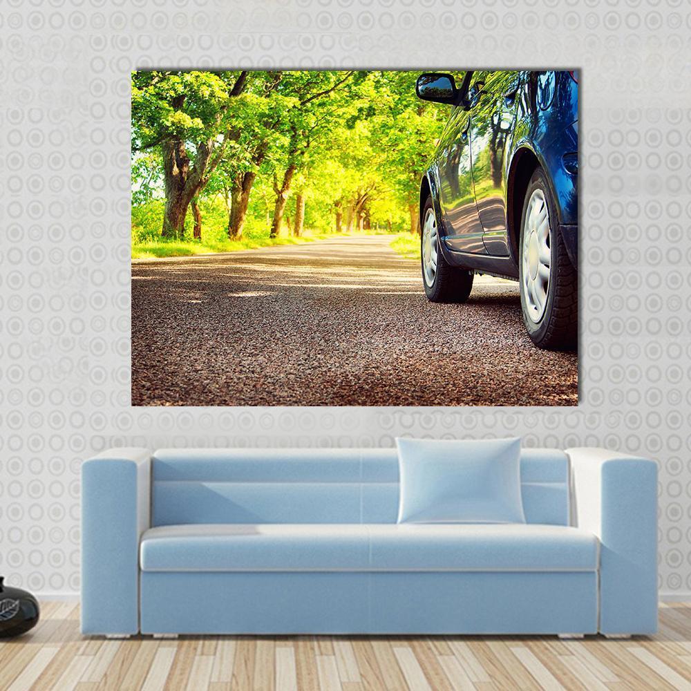 Car On Asphalt Road Canvas Wall Art-1 Piece-Gallery Wrap-48" x 32"-Tiaracle