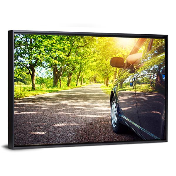 Car On Asphalt Road Canvas Wall Art-3 Horizontal-Gallery Wrap-25" x 16"-Tiaracle