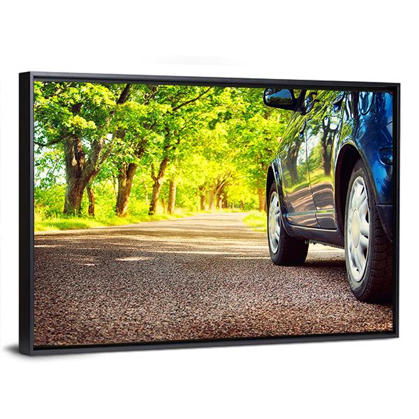 Car On Asphalt Road Canvas Wall Art-3 Horizontal-Gallery Wrap-25" x 16"-Tiaracle