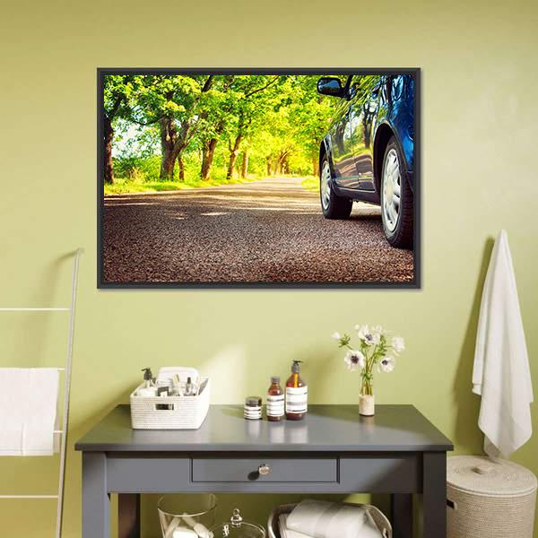 Car On Asphalt Road Canvas Wall Art-3 Horizontal-Gallery Wrap-25" x 16"-Tiaracle