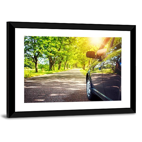 Car On Asphalt Road Canvas Wall Art-3 Horizontal-Gallery Wrap-25" x 16"-Tiaracle