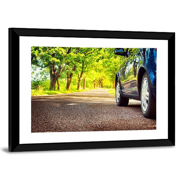Car On Asphalt Road Canvas Wall Art-3 Horizontal-Gallery Wrap-25" x 16"-Tiaracle