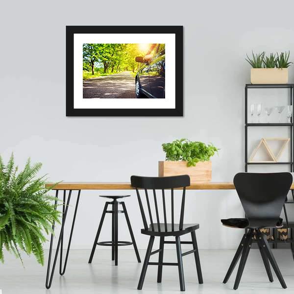 Car On Asphalt Road Canvas Wall Art-3 Horizontal-Gallery Wrap-25" x 16"-Tiaracle