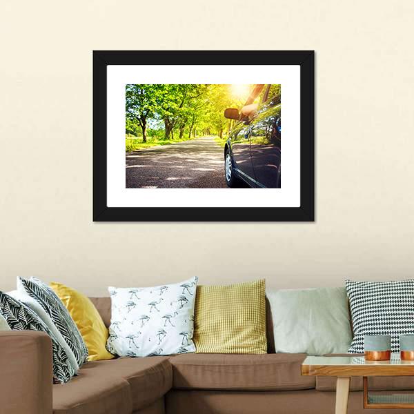 Car On Asphalt Road Canvas Wall Art-3 Horizontal-Gallery Wrap-25" x 16"-Tiaracle