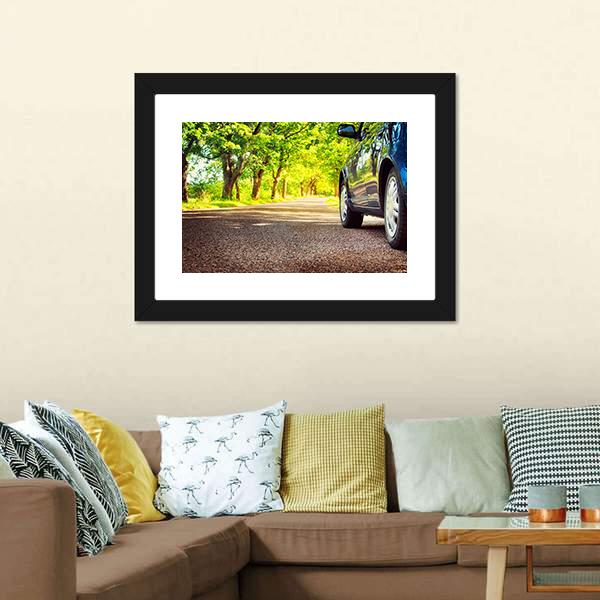 Car On Asphalt Road Canvas Wall Art-3 Horizontal-Gallery Wrap-25" x 16"-Tiaracle
