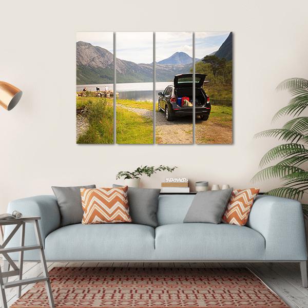 Car On Myrdal Lake Canvas Wall Art-4 Horizontal-Gallery Wrap-34" x 24"-Tiaracle