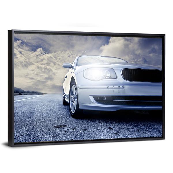 Car On Road Canvas Wall Art-3 Horizontal-Gallery Wrap-25" x 16"-Tiaracle