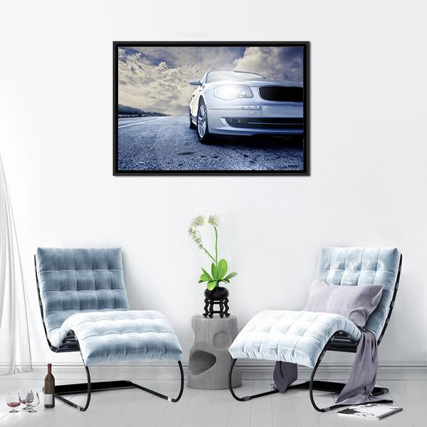 Car On Road Canvas Wall Art-3 Horizontal-Gallery Wrap-25" x 16"-Tiaracle