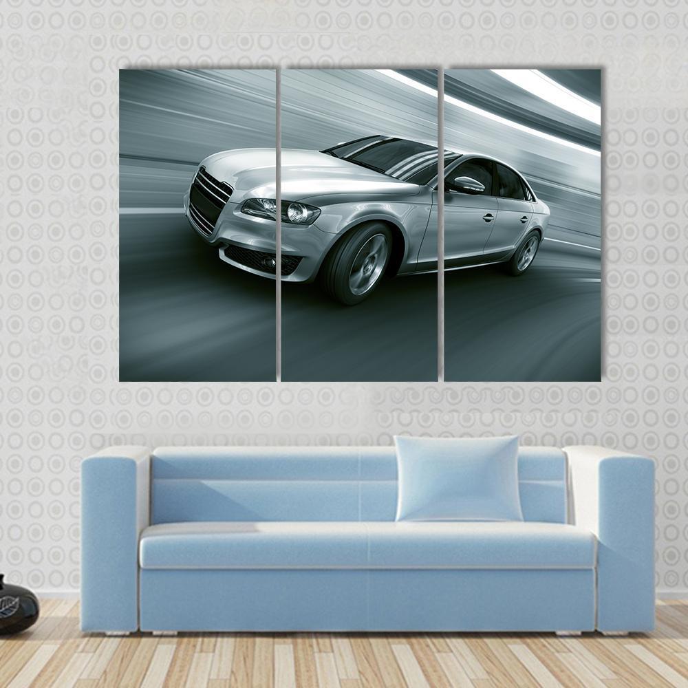 Car With Heavy Motion Canvas Wall Art-3 Horizontal-Gallery Wrap-37" x 24"-Tiaracle
