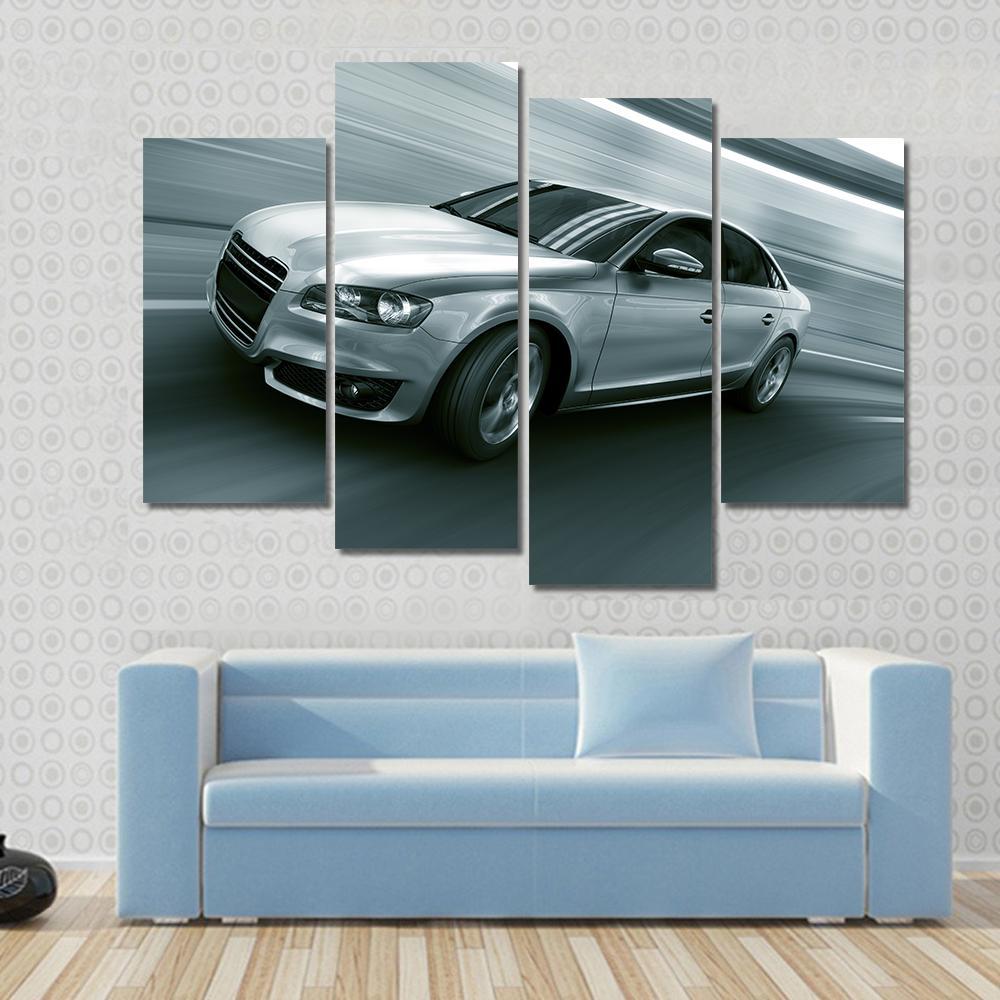 Car With Heavy Motion Canvas Wall Art-4 Pop-Gallery Wrap-50" x 32"-Tiaracle