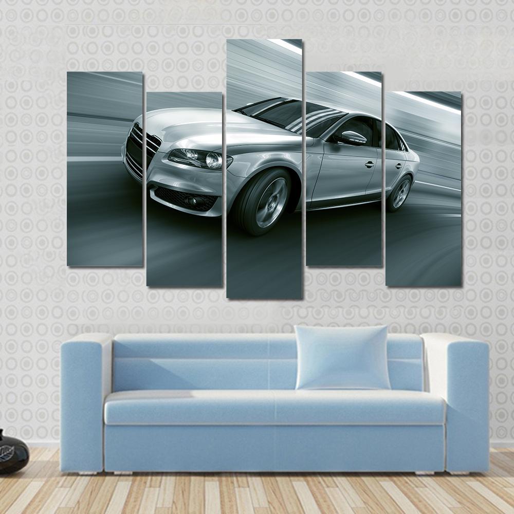 Car With Heavy Motion Canvas Wall Art-5 Pop-Gallery Wrap-47" x 32"-Tiaracle
