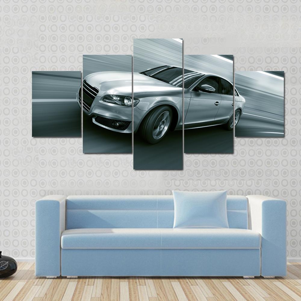 Car With Heavy Motion Canvas Wall Art-5 Star-Gallery Wrap-62" x 32"-Tiaracle