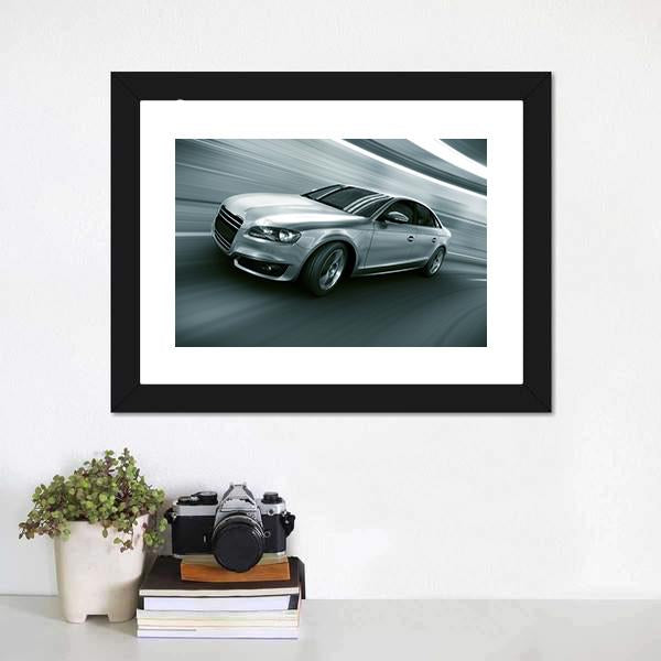 Car With Heavy Motion Canvas Wall Art-1 Piece-Framed Print-20" x 16"-Tiaracle