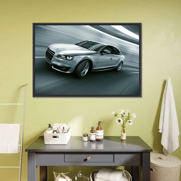 Car With Heavy Motion Panoramic Canvas Wall Art-1 Piece-36" x 12"-Tiaracle