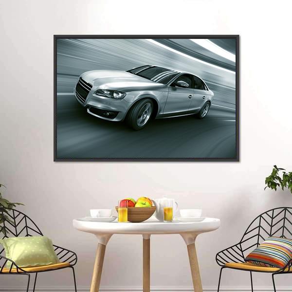 Car With Heavy Motion Panoramic Canvas Wall Art-1 Piece-36" x 12"-Tiaracle